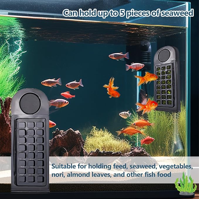 Magnetic Aquarium Seaweed Clip & Feeder - Floating Nori Holder for Tangs, Marine & Freshwater Fish (1 Pc)