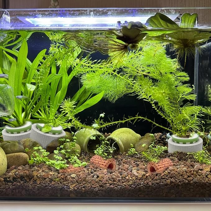 Rainmae 16 Pack New Upgrade Aquarium Plant Weights, Aquatic Water Plant Fixed Rings, Water Plants Cultivation Fixed Ring Plant Pot, Landscape Ceramic Pottery Gravity Ring for Fish Tank Accessories