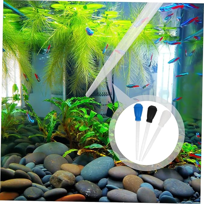 POPETPOP 3pcs Fish Tank Cleaner Dropper Prolonged Pipe Aquarium Waste Water Changer Manual Siphon Vacuum Gravel Sand Cleaning