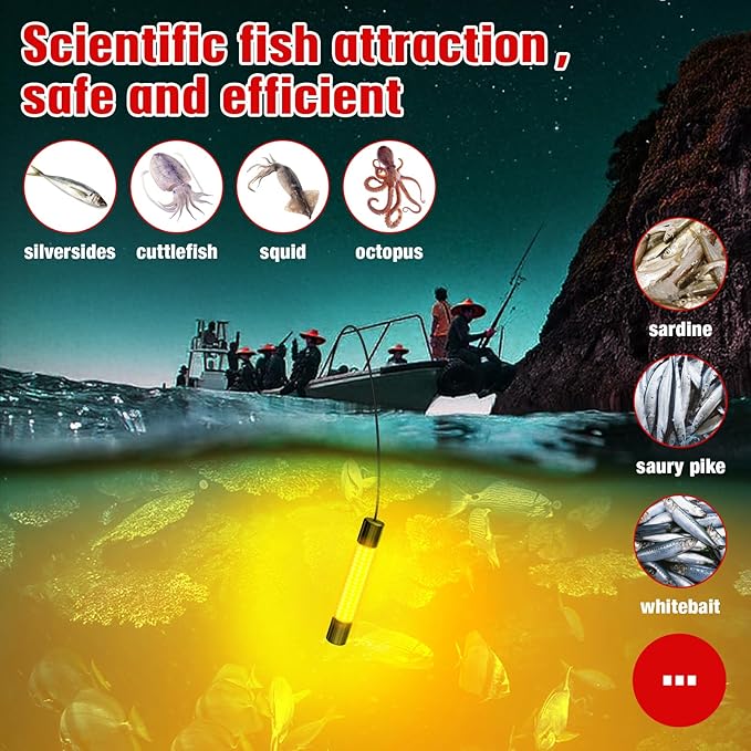 Underwater Fishing Warm Light Compatible with Milwaukee M18 Battery,1300 Lumens, LED Light for IP68 Waterproof Submersible Fish Attracting Light, Night Fishing Light (No Battery)