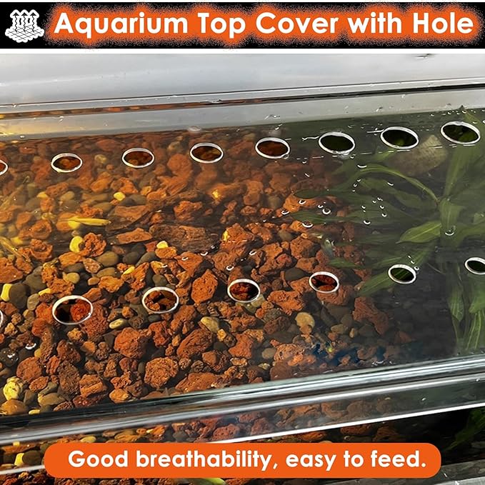 Detachable Temporary Jumping Proof Hood with Feeding Port, Aquarium Lid Acrylic Clear Fish Tank Cover, Cat Proof Terrarium Lids, 30 40 50cm Wide(L9.8xW7.9in/25x20cm)
