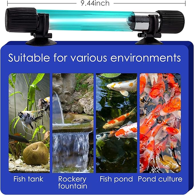 Aquarium Clean Light,11W Submersible Light with Test Card,Aquarium Water Clean Green Clear Waterproof Clean Lamp for for Sump Pond Filter Tank (11W)