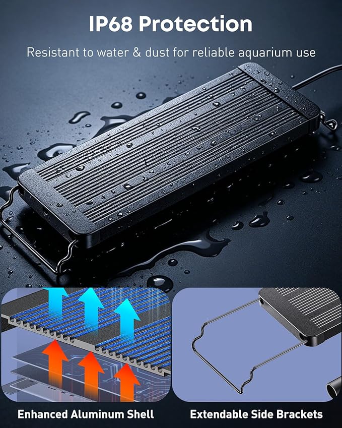 Pawfly 26 W Planted Aquarium LED Light for 24" to 30" Fish Tanks, 24/7 Extendable Fish Tank Light with Timer & Full Spectrum IP68 Waterproof, D/N Mode, Dimmable, Aquarium Grow Light for Plants