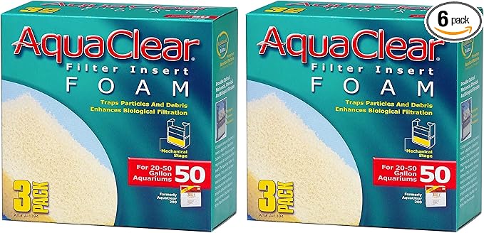 Aquaclear Foam Inserts, 3-Pack (6-Pack, 50-Gallon)