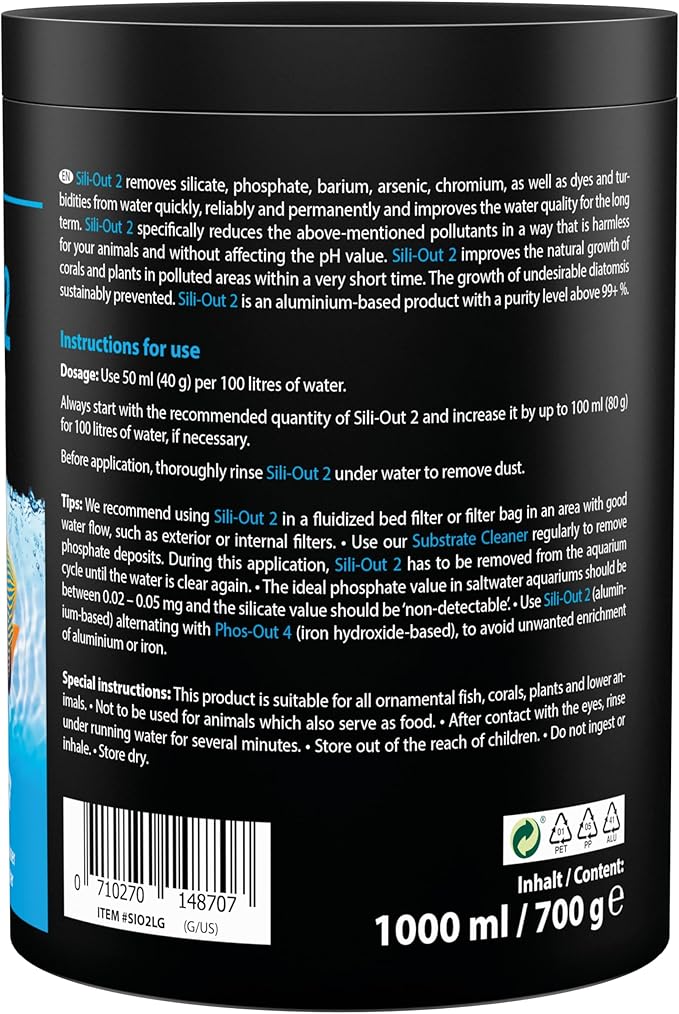 MICROBE-LIFT® - Sili-Out 2 | Silicate absorber for every saltwater & freshwater aquarium | fast & effective | removes silicate, phosphate, barium, arsenic, chromium & yellow substances | content: 720g