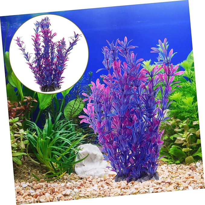 GANAZONO Aquarium Plant Decor Realistic Artificial Water Grass for Fish Tank Aquatic Plants for Decoration for Reptile Cages and Aquariums