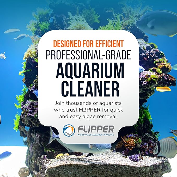 FLIPPER EDGE MAX Magnetic 2-in-1 Aquarium Cleaner for Glass and Acrylic Tanks up to 1 Inch (24mm) Thick – Dual Blade Design with Floating Algae Scraper and Cleaning Tool – LTD Clownfish