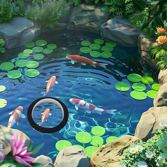KALLORY Floating Fish Dome Cover with Acrylic Lid and Black Base, 15cm Diameter Floating Pond Sanctuary for Outdoor Garden Aquariums and Fish Habitat