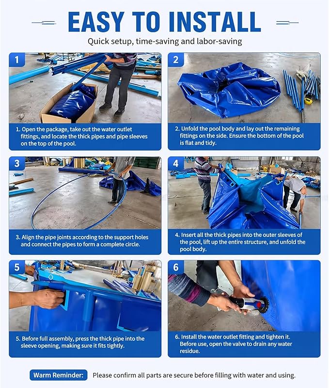 70.8 * 39.4 in Above Ground Pond(660 Gal) 0.9MM Thickened Round PVC Koi Fish Pond,Portable and Foldable Fishponds Suitable for Aquaculture and Agricultural Water Storage with Anti-Jump Net