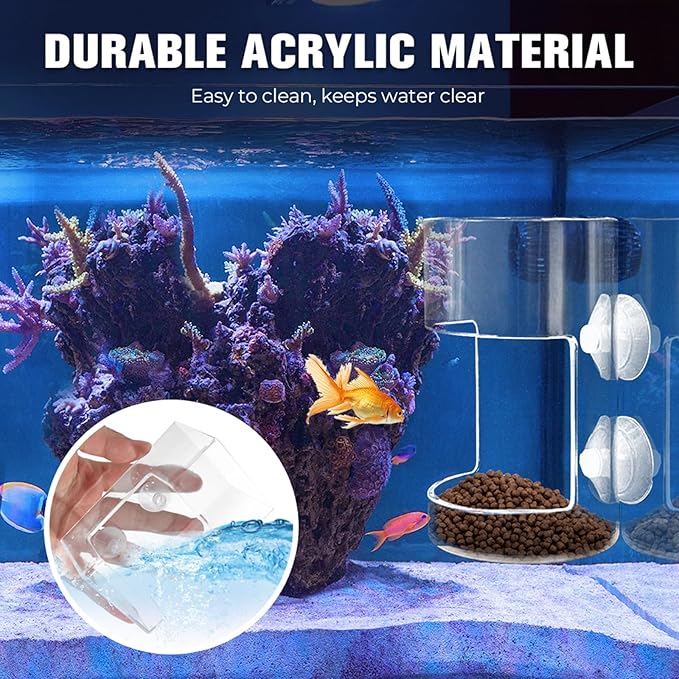 Fish Feeder for Aquarium, Acrylic Fishs Feeding Tube Ring with Suction Cup, No Mess Feeder Dish Accessories, Turtle Shrimp Fishs Tank Stand for Fish Tank,Preventing Food Scattering (Mix)