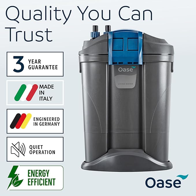 Oase FiltoSmart 300 Canister Filter for Aquariums – Quiet, Space-Saving External Filter with Multi-Stage Filtration, No-Mess Maintenance, for Freshwater & Saltwater Tanks Up to 80 Gallons