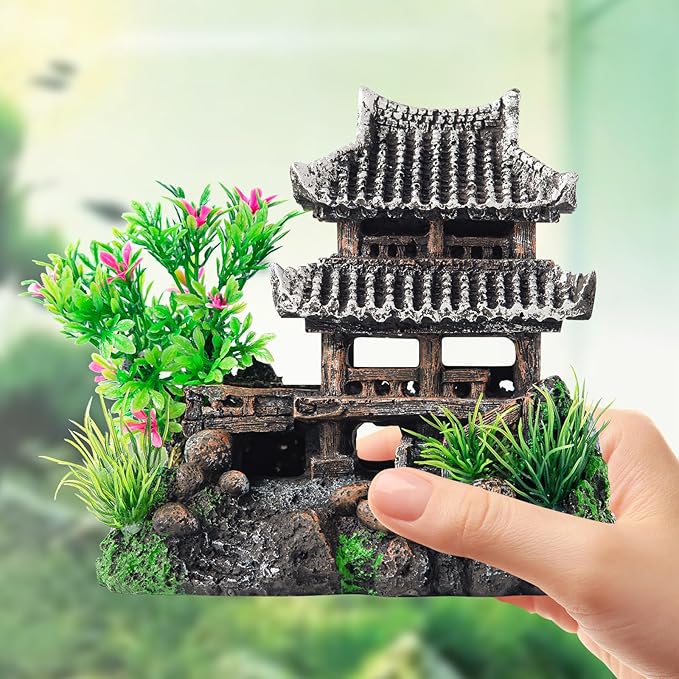 CousDUoBe 9Pcs Resin Castle Decorations Set,Realistic Fish Tank Castle with Eco-Friendly Design,Fish Tank Decorations Aquarium Accessories