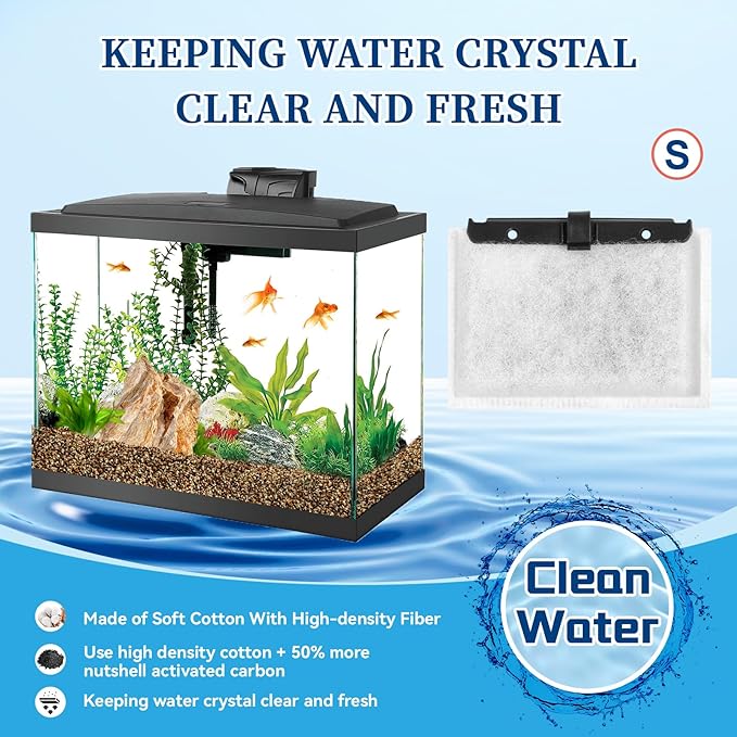 10 Packs Small Aquarium Filters Cartridges for Filter Size 10 and 1/2.5/5 Gallon Mini-Bow Aquarium Filters