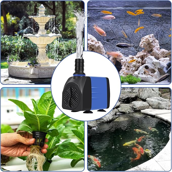 AQUANEAT Small Fountain Pump, 480 GPH Submersible Water Pump for Aquarium Fish Tank, Outdoor Water Fountain, Hydroponics, Pond Filter Pump