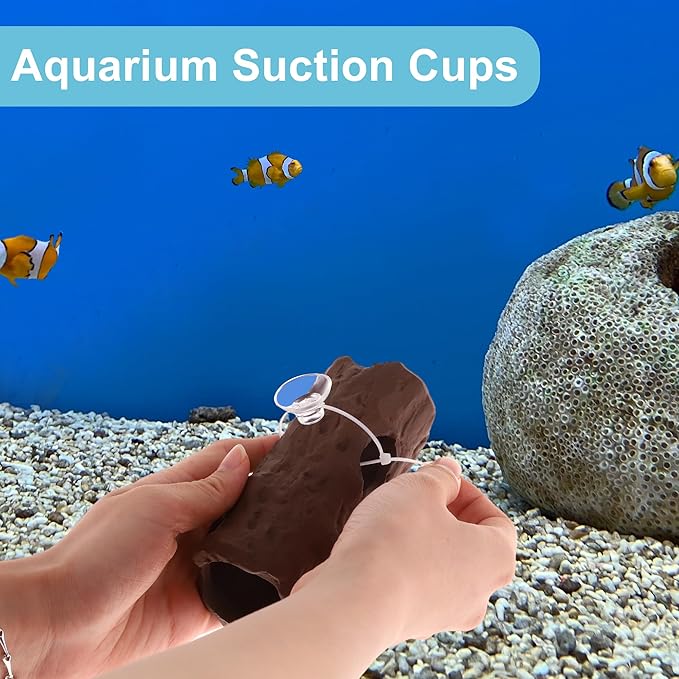 Aquarium Suction Cups, Clear Suction Cups with 20 Zip Ties, Suction Cups Airline Tubing Holder, Aquarium Sucker Fish Tank Accessories, 0.98", 1 Set