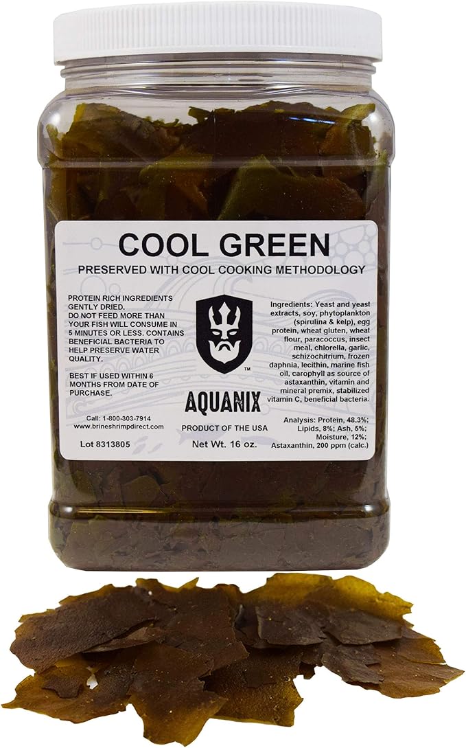 Brine Shrimp Direct Cool Green Spirulina and Kelp Tropical Fish Flake, 16 oz. (454 g)