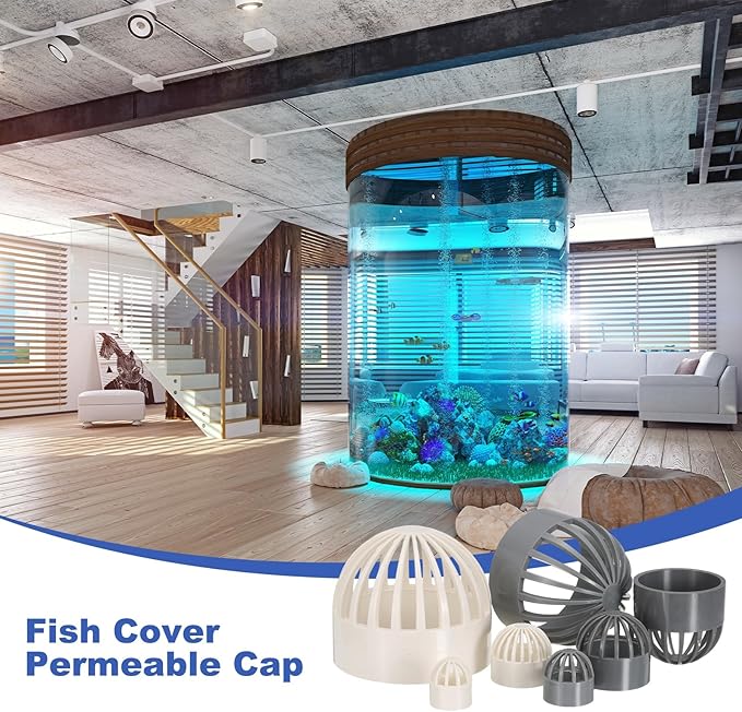 PATIKIL 0.8 Inch (20mm) Fish Cover Permeable Cap, 8 Pcs PVC Breathable Cap Aquarium Guard Fish Tank Intake Cover, White