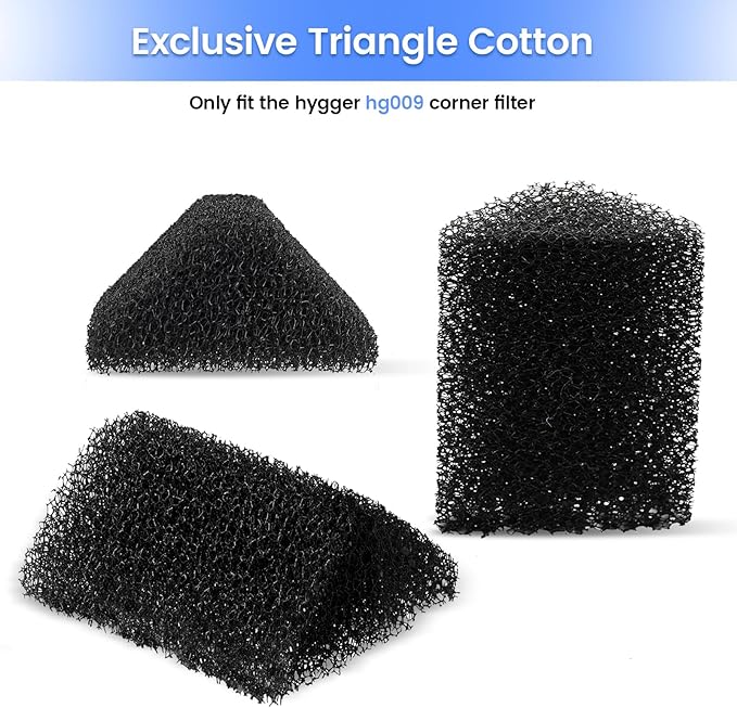 hygger HG009 Aquarium Filter Replacement Carbon Filter Cartridges 4 Pcs with Triangle Filter Sponge 3 Pcs (M)