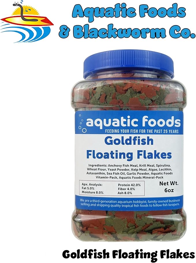 Goldfish Flakes, Premium Smaller Flakes for Aquarium Goldfish, Koi & Pond Fish- AFI Goldfish Flake…6oz Med Jar