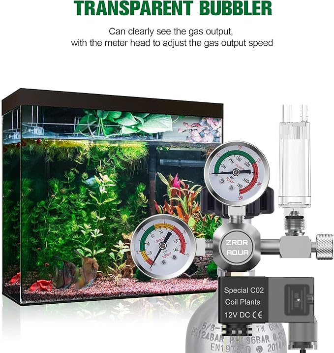 Co2 Bubble Counter, with Check Valve, for Threaded Connection of Co2 Generator Regulator Planting Aquarium