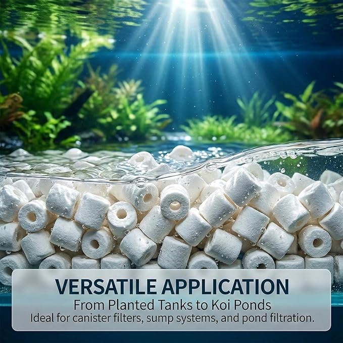 Sukh 6 Bags Ceramic Rings for Aquarium Filter - 850g Bio Ceramic Media Balls Replacement Biological Material Remover for Aquarium,Fish Tank,Pond,Canister Filter with 6 Mesh Bags
