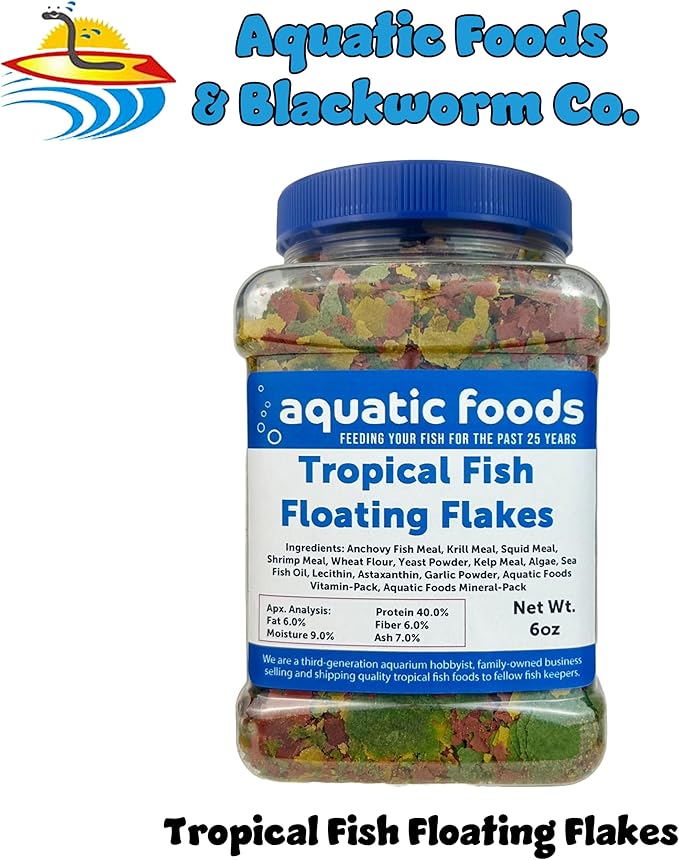 Premium Tropical Fish Flakes, for All Community Tropical Fish, Cichlids and Pond Fish. AFI Tropical Flakes…6oz Med Jar