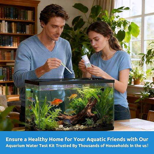 SEAOURA 9-in-1 Aquarium Test Kit for Fish Tanks - 65 Strips Water Testing Strips for Aquariums & Ponds Accurate Testing Iron,Copper,Nitrate,Nitrite,Chlorine,Hardness,Alkalinity,Carbonate,pH