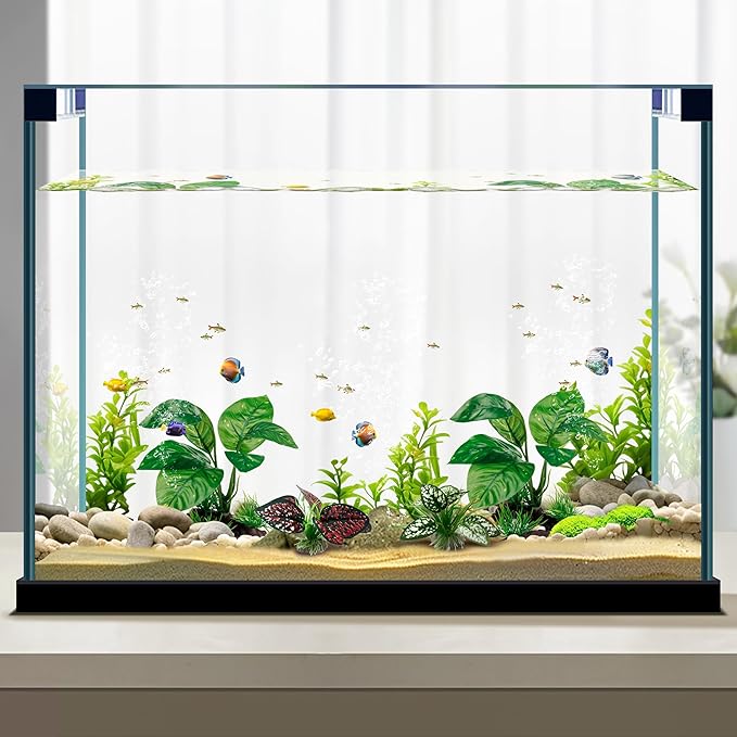 Moonorange Reptile Artificial Plants, Terrarium Plants Decorations Supplies, Aquarium Fish Tank Plant, Amphibian Habitat Hideout Tank Accessories (M Set-4pcs/G)