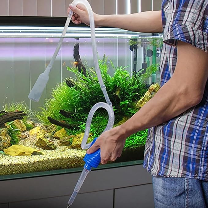 Aquarium Siphon, 5 Feet Manual Siphon Pump, Aquarium Vacuum Gravel Cleaner Ideal for Cleaning and Changing Water in Minutes, Fish Tank Accessories Vacuum Gravel Cleaner Water Transfer Pump