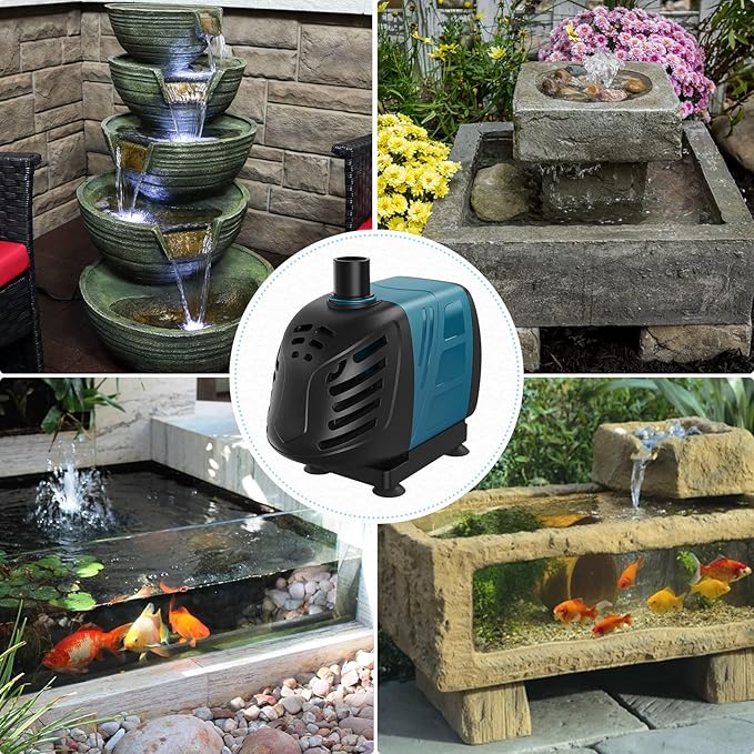 Uniclife Aquarium 320 GPH Submersible and Inline Water Pump 22W 5ft High Lift AC 120 V Quiet Adjustable Return Pump with 6 ft. Power Cord for Fish Tanks Pond Waterfalls Fountains Sumps and Gardens