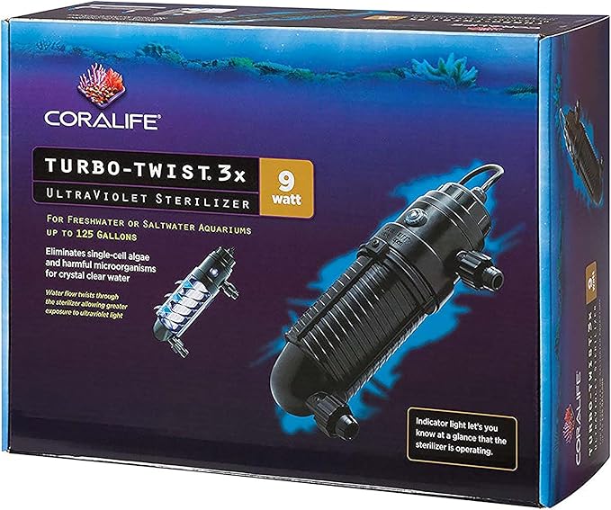 Coralife Aquarium Fish Tank Marine Salt Water Turbo-Twist UV Sterilizer 3X, for up to 125 Gallons (Pack of 6)