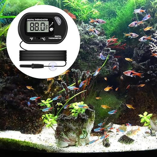 Aquarium Thermometer, Fish Tank Thermometer, Water Thermometer with 3.3ft Cord Fahrenheit/Celsius(℉/℃) for Vehicle Reptile Terrarium Fish Tank Refrigerator (10pcs)