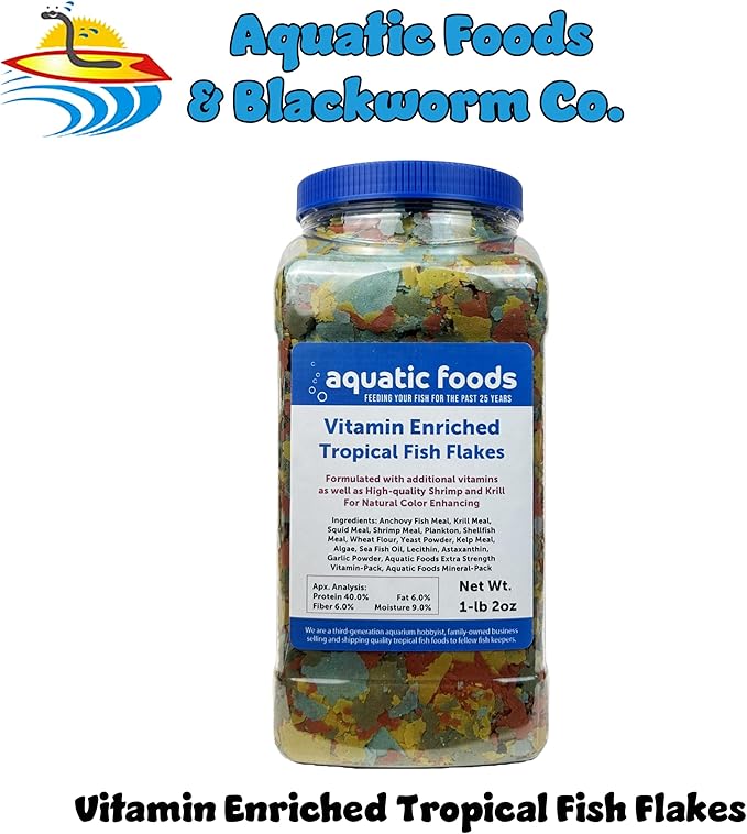 Premium Vitamin Enriched Tropical Flakes for All Community Tropical Fish, Cichlids and Pond Fish - AFI Vitamin Tropical Flakes…1-lb 2oz Lg Jar