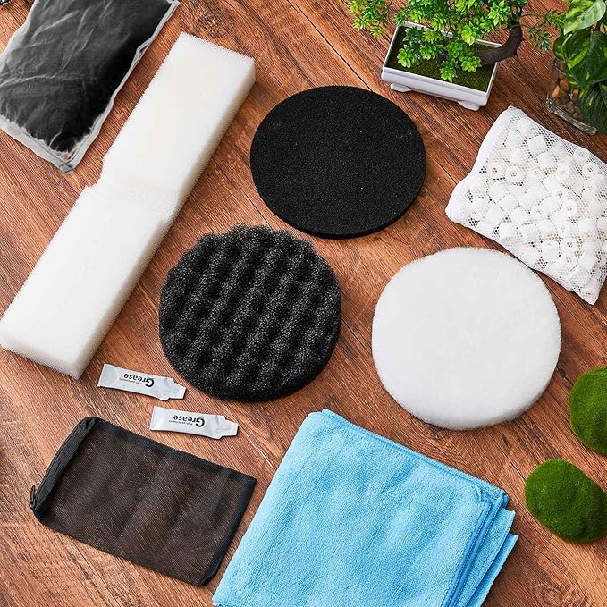 Threlaco 38 Pcs Compatible with Fluval Fx4/Fx5/Fx6, Aquarium Filter Media Kit, Carbon Foam Pad, Bio Sponge Pads, Activated Carbon, Foam Block, Water Polishing Pad, Media Bag, Silicone Lube