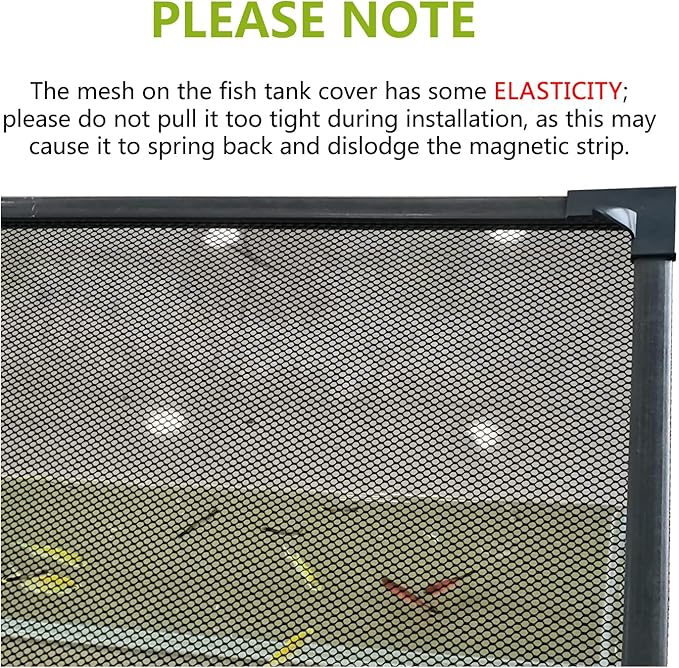 Magnetic Fish Tank Cover Net Aquarium Lid Mesh Top Hood Cut to Any Size Ventilation Transparency Anti-Jumping Aquarium Cover (39"X19")