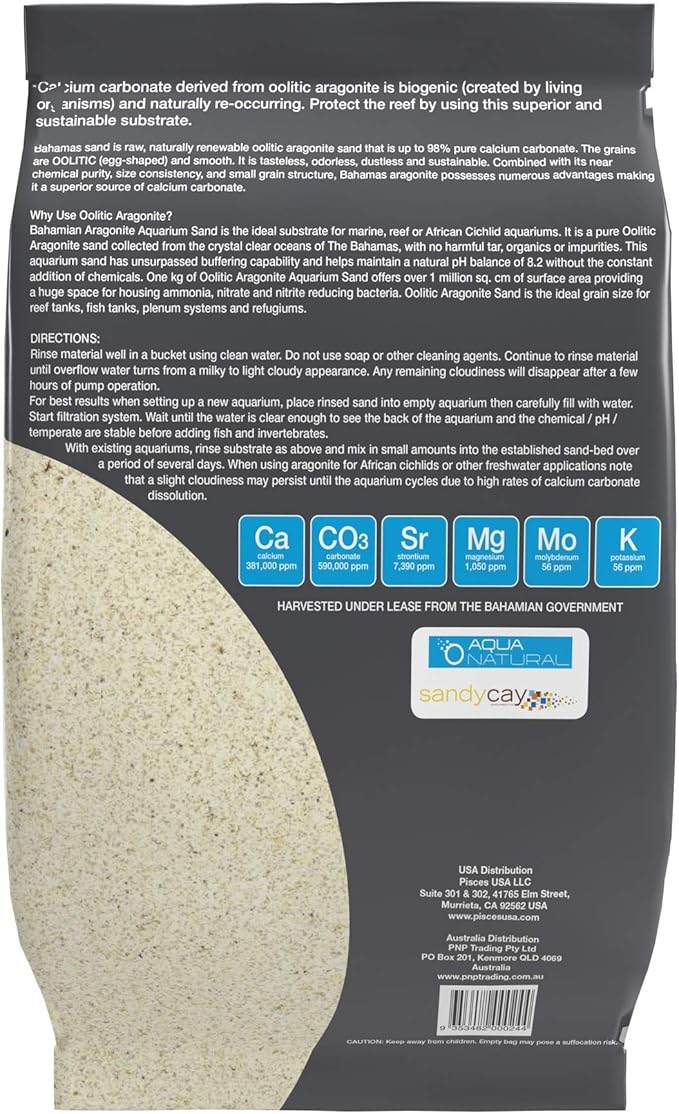 Aqua Natural Oolitic Aragonite 10lb Aquarium Sand for Reef, Saltwater and Marine Tanks and Aquariums (Pack of 4)