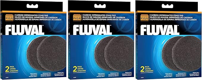 Fluval 6 Pack of Carbon Impregnated Foam Pads for FX5/6 Aquarium Filters
