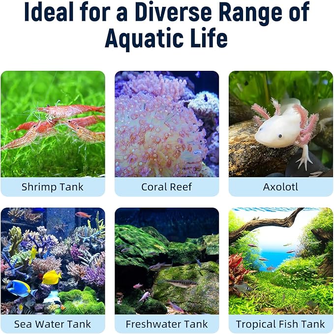 AQUASMITH Aquarium Chiller Fan,Fish Tank Cooler with Temperature Control,Minimum Setting 59℉,Auto Start/Stop,Refrigeration Effect 3-7℉,3-Speed Modes,for Axolotl Seawater Freshwater Coral Grass Tank