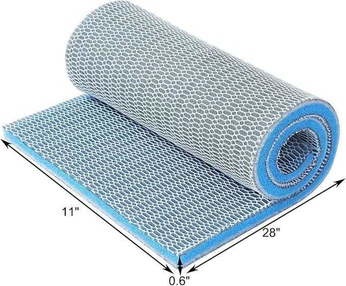 AQUANEAT Aquarium Filter Sponge 8-Layer Filter Media Pad, Cut-to-Size Foam Floss for Fish Tank Sump Pond (28" x 11" x 0.6")