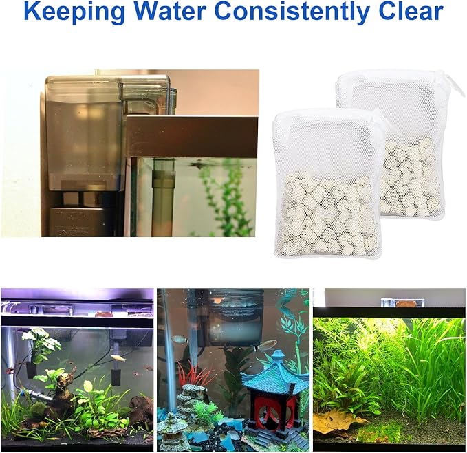 2.8oz BioMax Biological Material Remover Inserts Compatible with Fluval AquaClear AC50 Power Filter, Filter Media Kit for 50 Gallon Fresh & Saltwater Tank, Provides Stage 3 Biological Filtration-2Pack