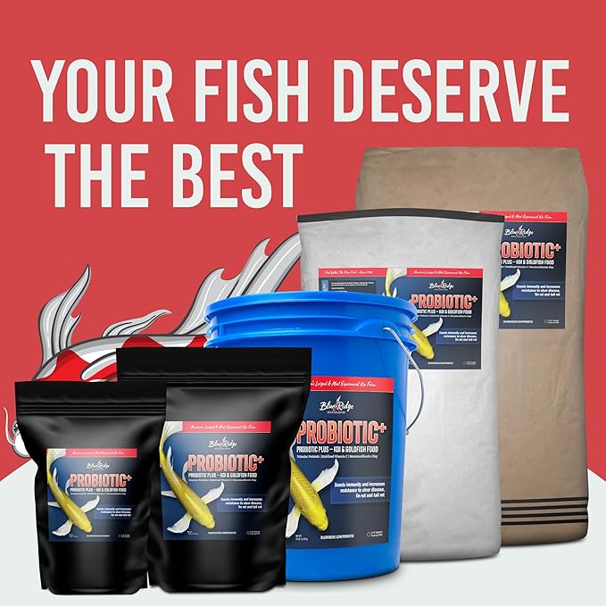 Blue Ridge Fish Food 14lb, Probiotic Plus 3/16" Floating Pellet, Koi Goldfish Food