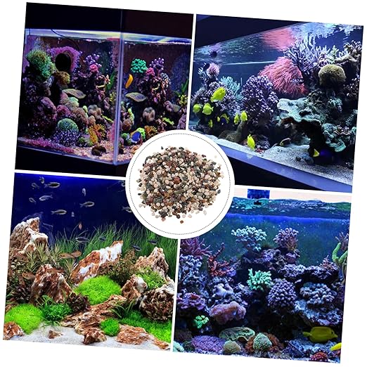Abaodam Realistic Stream Stones Natural Aquarium Gravel Fish Tank Bottom Decor Sand Black Sand