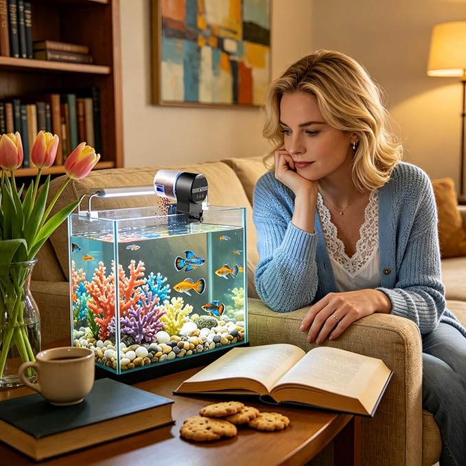 Auto Fish Feeder | with Timer Smart Rechargeable,Automatic Fish Feeder Small Tank | for Home Office Apartment Travel Vacation Pond