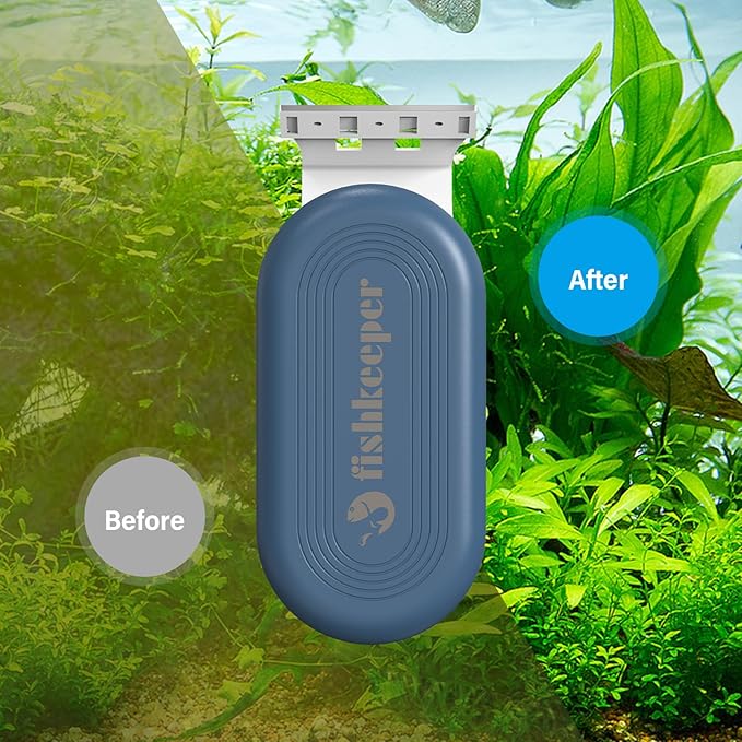 fishkeeper Magnetic Aquarium Glass Cleaner, Fish Tank Algae Scraper Cleaner Tools with 2 Detachable Blades Scraper, Double Side Floating Scrubber Brush, for 0.2-0.7 Inch Thick fish Tank (L)