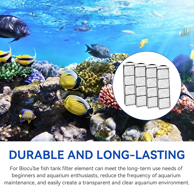 Aquarium Fish Tank Water Filter Cartridge Fit for Coralife Biocube Filter 14 16 29 32 Gallon Aquarium, Bio-Cube Filter Cartridge Dual-Action Filtration for Keeping Water Crystal Clear,4PCS