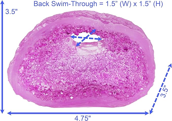 Penn-Plax Deco-Replicas Crystal Cave Aquarium Decor - Crystal Ornament with Hiding Space - Ideal for Territorial Fish - Durable Resin for Fresh & Saltwater Tanks - Amethyst Purple, 3.9 x 2.8 x 4.2 in