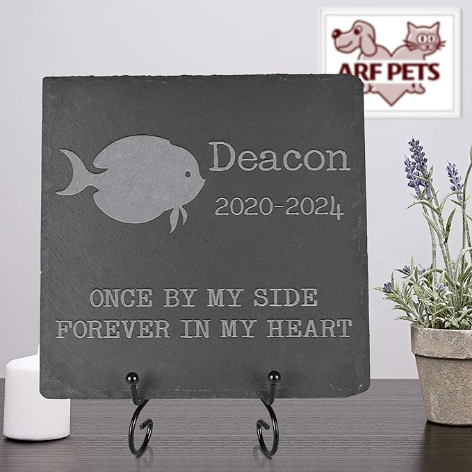 Personalized Pet Memorial, Fish Memorial Stone, Fish Tombstone, Fish Grave Marker, Fish Memorial Gifts, Fish Loss - Square