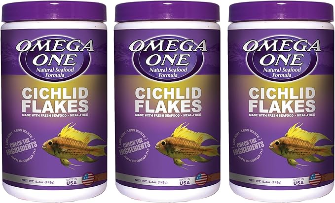Omega One Cichlid Flakes, 5.3 oz, Pack of 3