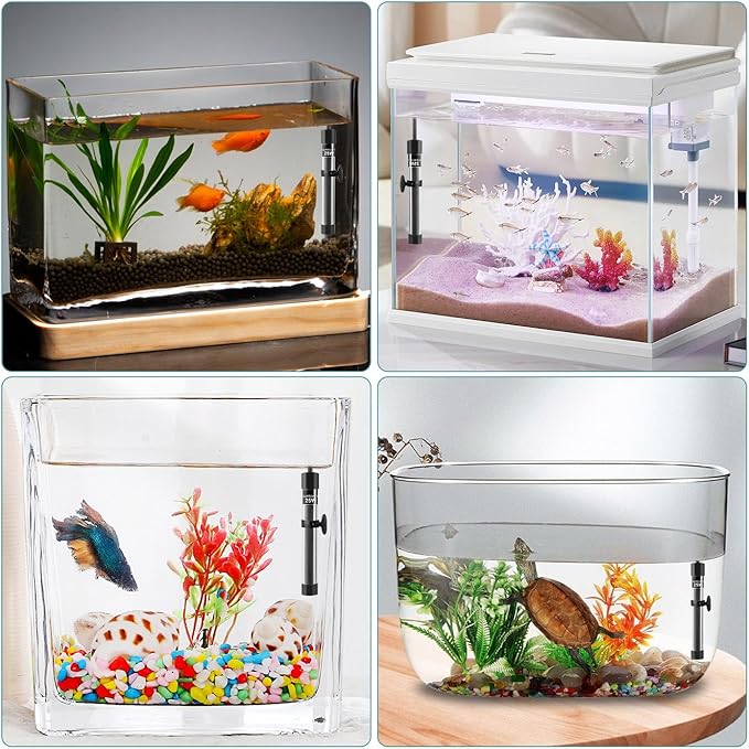 HITOP 15W Super Mini Aquarium Heater: Adjustable Heater for Small Fish Tank 1-4Gallons, with External Controller, Betta Heater for Fish Bowls(15W)
