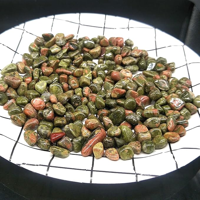 50/100g Natural Stones Gravel Crystals Chip Quartz Minerals Tumbled Agates Specimen Home Aquarium Decor,Unakite,100g